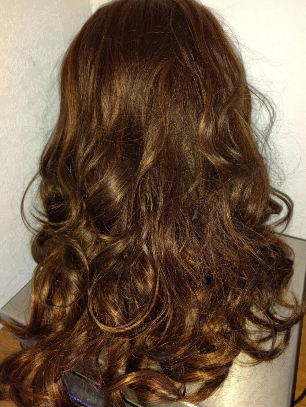 Janet Headband Wig Synthetic Highlight Brown Blondish Combs Breathable Cap
